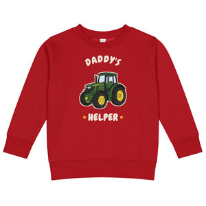 Furrow & Fields Kids Sweatshirt Red / 2 Daddy's Helper John Deere 6R 250 | Kids Sweatshirt Quality Farmers Merch