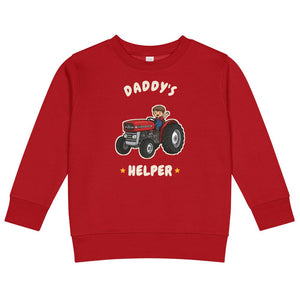 Furrow & Fields Kids Sweatshirt Red / 2 Daddy's Helper Massey Ferguson 135 | Kids Sweatshirt Quality Farmers Merch
