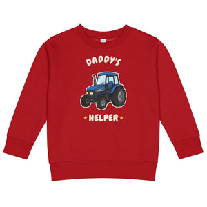 Furrow & Fields Kids Sweatshirt Red / 2 Daddy's Helper New Holland TM 155 | Kids Sweatshirt Quality Farmers Merch