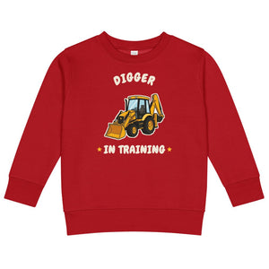 Furrow & Fields Kids Sweatshirt Red / 2 Digger in Training JCB 3CX | Kids Sweatshirt Quality Farmers Merch