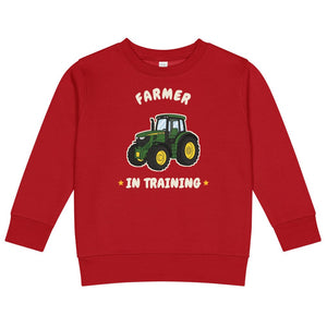 Furrow & Fields Kids Sweatshirt Red / 2 Farmer in Training John Deere 6R 250 | Kids Sweatshirt Quality Farmers Merch