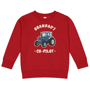 Furrow & Fields Kids Sweatshirt Red / 2 Grandad's Co-Pilot Ford 7810 | Kids Sweatshirt Quality Farmers Merch