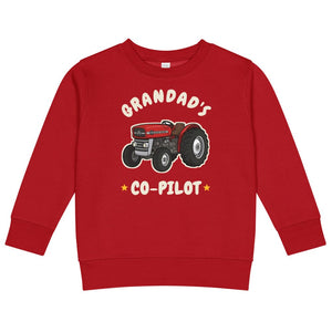 Furrow & Fields Kids Sweatshirt Red / 2 Grandad's Co-Pilot Massey Ferguson 135 | Kids Sweatshirt Quality Farmers Merch