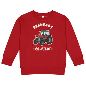 Furrow & Fields Kids Sweatshirt Red / 2 Grandad's Co-Pilot Massey Ferguson 390T | Kids Sweatshirt Quality Farmers Merch