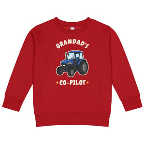 Furrow & Fields Kids Sweatshirt Red / 2 Grandad's Co-Pilot New Holland TM 155 | Kids Sweatshirt Quality Farmers Merch