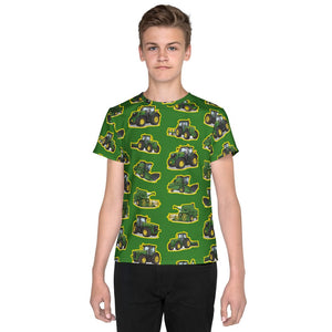 Furrow & Fields Kids T-Shirt Kids John Deere Tractors All-Over Print T-Shirt Quality Farmers Merch