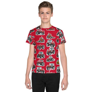 Furrow & Fields Kids T-Shirt Kids Massey Ferguson Tractors All-Over Print T-Shirt Quality Farmers Merch