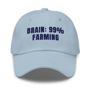 Furrow & Fields Light Blue Brain: 99% Farming | Classic Dad Hat Quality Farmers Merch