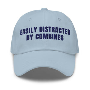 Furrow & Fields Light Blue Easily Distracted By Combines | Classic Dad Hat Quality Farmers Merch
