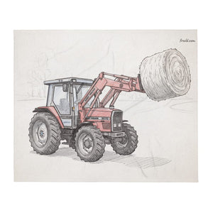 Furrow & Fields Massey Ferguson 3070 Autotronic Pencil Sketch | Throw Blanket Quality Farmers Merch