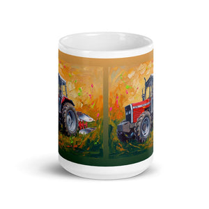 Furrow & Fields Massey Ferguson 375 Splash Art | White Glossy Mug Quality Farmers Merch