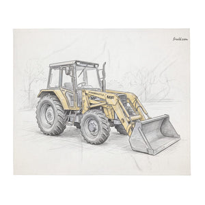 Furrow & Fields Massey Ferguson 50E Pencil Sketch | Throw Blanket Quality Farmers Merch