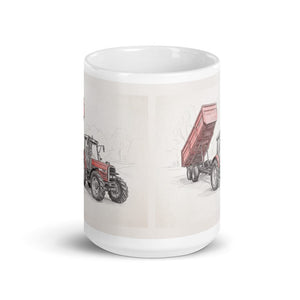 Furrow & Fields Massey Ferguson 6180 Pencil Sketch | White Glossy Mug Quality Farmers Merch