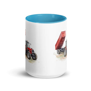 Furrow & Fields Massey Ferguson 6180 Watercolor | 15 oz Mug with Color Inside Quality Farmers Merch