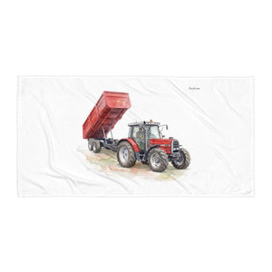 Furrow & Fields Massey Ferguson 6180 Watercolor | Beach Towel Quality Farmers Merch
