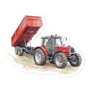 Furrow & Fields Massey Ferguson 6180 Watercolor | Bubble-free stickers Quality Farmers Merch