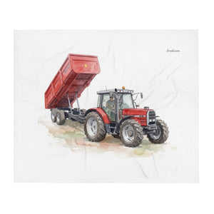 Furrow & Fields Massey Ferguson 6180 Watercolor | Throw Blanket Quality Farmers Merch