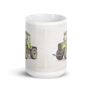 Furrow & Fields Mercedes-Benz MB-trac 1100 Pencil Sketch | White Glossy Mug Quality Farmers Merch