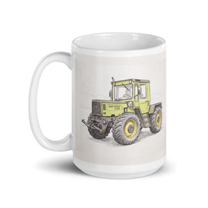 Furrow & Fields Mercedes-Benz MB-trac 1100 Pencil Sketch | White Glossy Mug Quality Farmers Merch