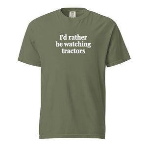 Furrow & Fields Moss / S I'd Rather Be Watching Tractors | Unisex Premium T-shirt Quality Farmers Merch