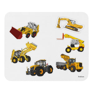 Furrow & Fields Mouse Pad JCB Mouse Pad | White Background Quality Farmers Merch