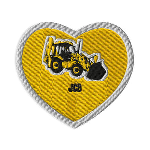 Furrow & Fields Patch I Love JCB 3CX Heart | Embroidered Patch Quality Farmers Merch