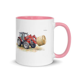 Furrow & Fields Pink / 11 oz Massey Ferguson 3070 Autotronic Watercolor | Mug with Color Inside Quality Farmers Merch
