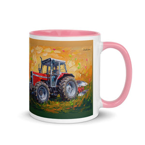 Furrow & Fields Pink / 11 oz Massey Ferguson 375 Splash Art | Mug with Color Inside Quality Farmers Merch