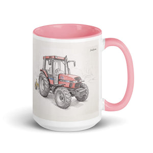 Furrow & Fields Pink Case IH 4240 XL Pro Pencil Sketch | 15 oz Mug with Color Inside Quality Farmers Merch