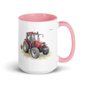Furrow & Fields Pink Case IH 4240 XL Pro Watercolor | 15 oz Mug with Color Inside Quality Farmers Merch