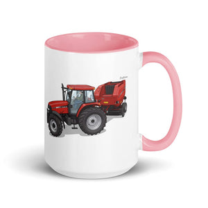 Furrow & Fields Pink Case IH Maxxum MXM130 Illustration | 15 oz Mug with Color Inside Quality Farmers Merch