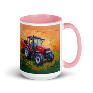 Furrow & Fields Pink Case IH Maxxum MXM130 Splash Art | 15 oz Mug with Color Inside Quality Farmers Merch