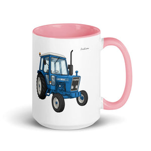 Furrow & Fields Pink Ford 4600 Cartoon (Front) | 15 oz Mug with Color Inside Quality Farmers Merch
