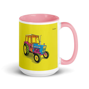 Furrow & Fields Pink Ford 4600 Pop Art | 15 oz Mug with Color Inside Quality Farmers Merch