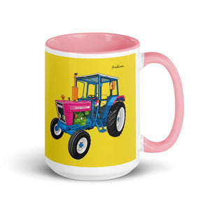 Furrow & Fields Pink Ford 4600 Pop Art (Pink) | 15 oz Mug with Color Inside Quality Farmers Merch