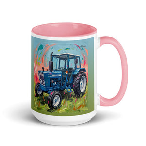 Furrow & Fields Pink Ford 4600 Splash Art (Sky) | 15 oz Mug with Color Inside Quality Farmers Merch