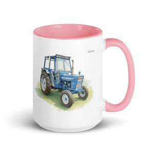 Furrow & Fields Pink Ford 4600 Watercolor | 15 oz Mug with Color Inside Quality Farmers Merch