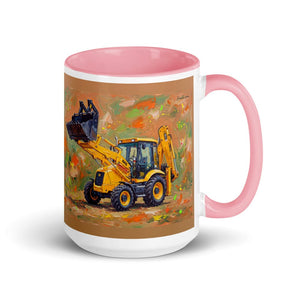 Furrow & Fields Pink JCB 3CX Sitemaster SRS Splash Art | 15 oz Mug with Color Inside Quality Farmers Merch