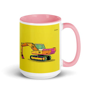 Furrow & Fields Pink JCB 806 Pop Art | 15 oz Mug with Color Inside Quality Farmers Merch
