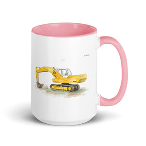 Furrow & Fields Pink JCB 806 Watercolor | 15 oz Mug with Color Inside Quality Farmers Merch
