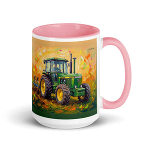 Furrow & Fields Pink John Deere 4350 Splash Art | 15 oz Mug with Color Inside Quality Farmers Merch