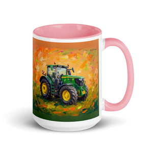 Furrow & Fields Pink John Deere 6R 250 Splash Art | 15 oz Mug with Color Inside Quality Farmers Merch