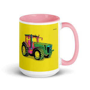 Furrow & Fields Pink John Deere 8345R Pop Art | 15 oz Mug with Color Inside Quality Farmers Merch