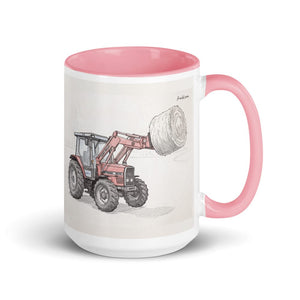 Furrow & Fields Pink Massey Ferguson 3070 Autotronic Pencil Sketch | 15 oz Mug with Color Inside Quality Farmers Merch