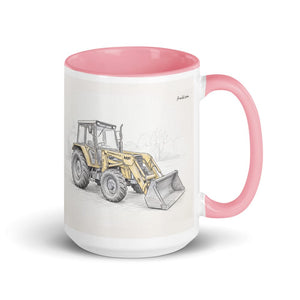 Furrow & Fields Pink Massey Ferguson 50E Pencil Sketch | 15 oz Mug with Color Inside Quality Farmers Merch