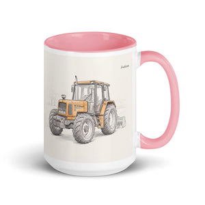 Furrow & Fields Pink Renault 106-54 TL Pencil Sketch | 15 oz Mug with Color Inside Quality Farmers Merch