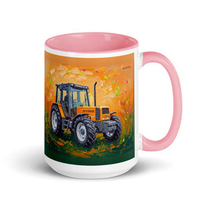 Furrow & Fields Pink Renault 106-54 TL Splash Art | 15 oz Mug with Color Inside Quality Farmers Merch