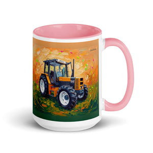 Furrow & Fields Pink Renault 145.14 TX Splash Art | 15 oz Mug with Color Inside Quality Farmers Merch