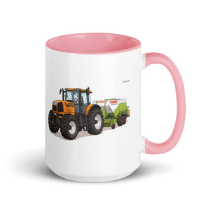 Furrow & Fields Pink Renault Atles 926 RZ Illustration | 15 oz Mug with Color Inside Quality Farmers Merch