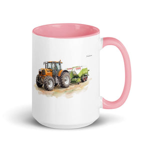 Furrow & Fields Pink Renault Atles 926 RZ Watercolor | 15 oz Mug with Color Inside Quality Farmers Merch